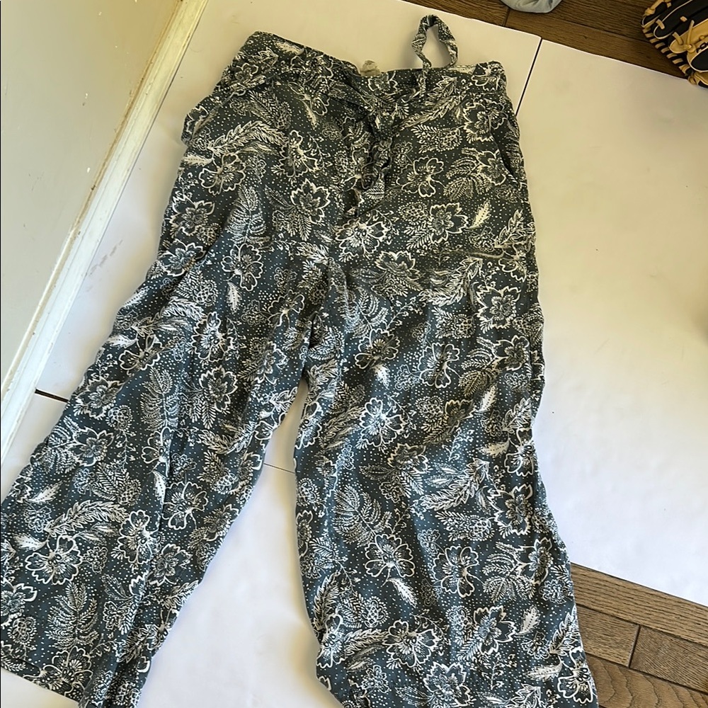 Chic Black and White Floral Pants